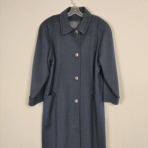Vintage Vernissage Women's Navy Wool Coat Size 15 16 Old Money Quiet Luxury